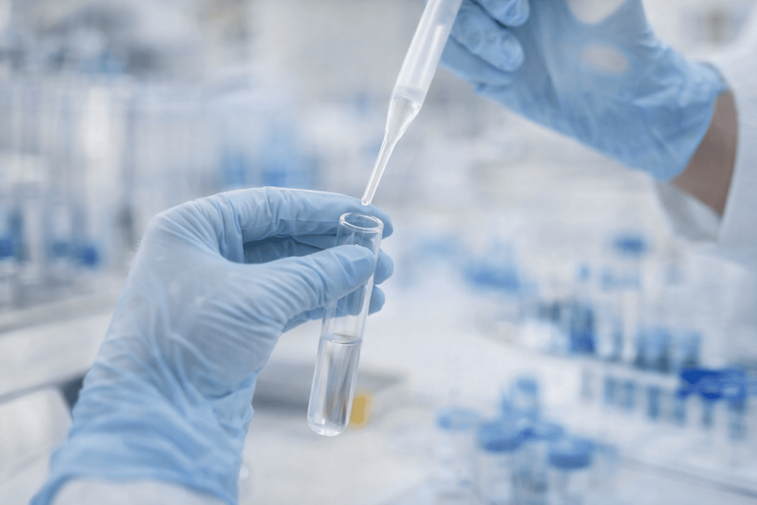 Laboratory technician performing quantitative mycotoxin testing with pipette